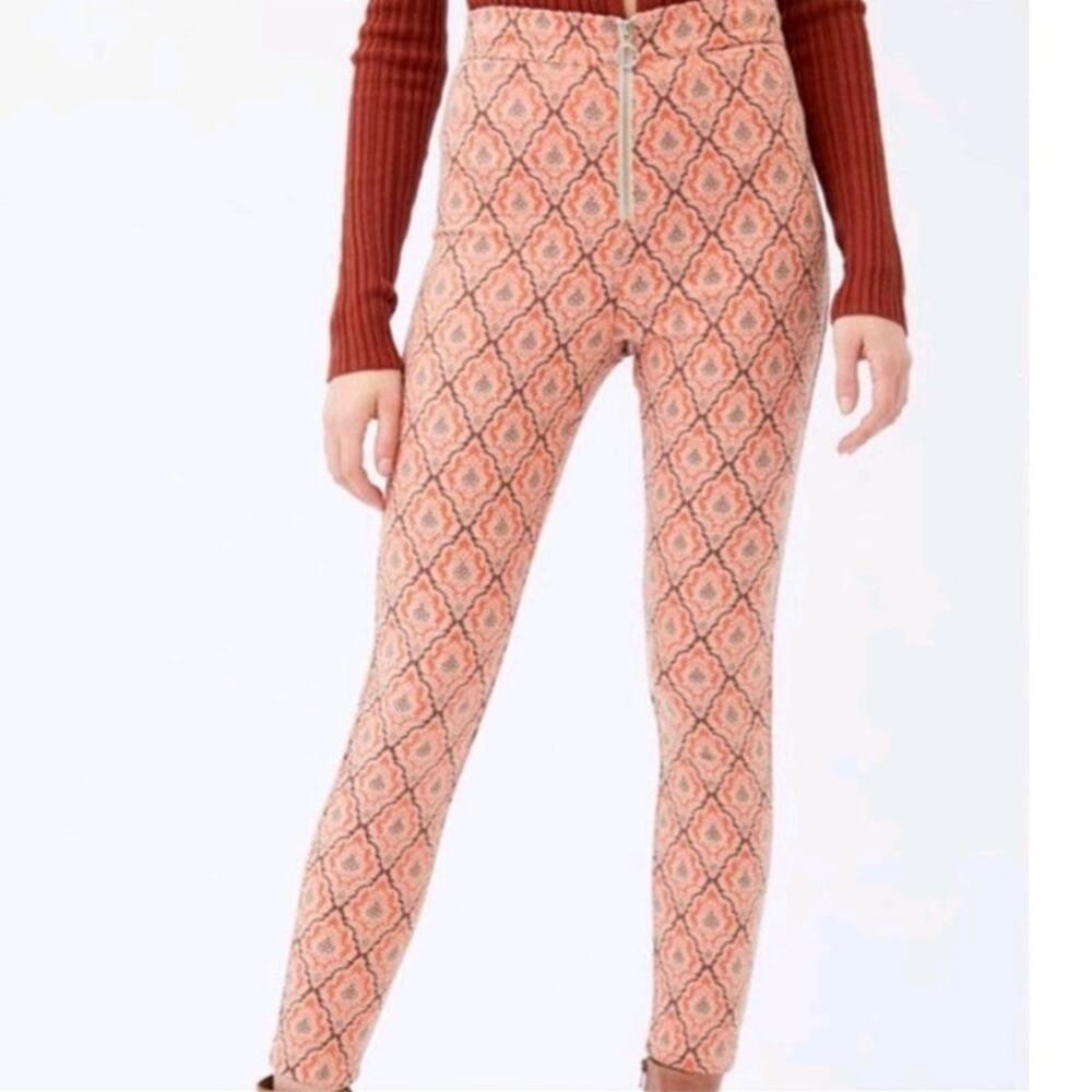 Urban Outfitters Susie Pants, High Waisted, Jacquard, Zip, US 2, UK 6